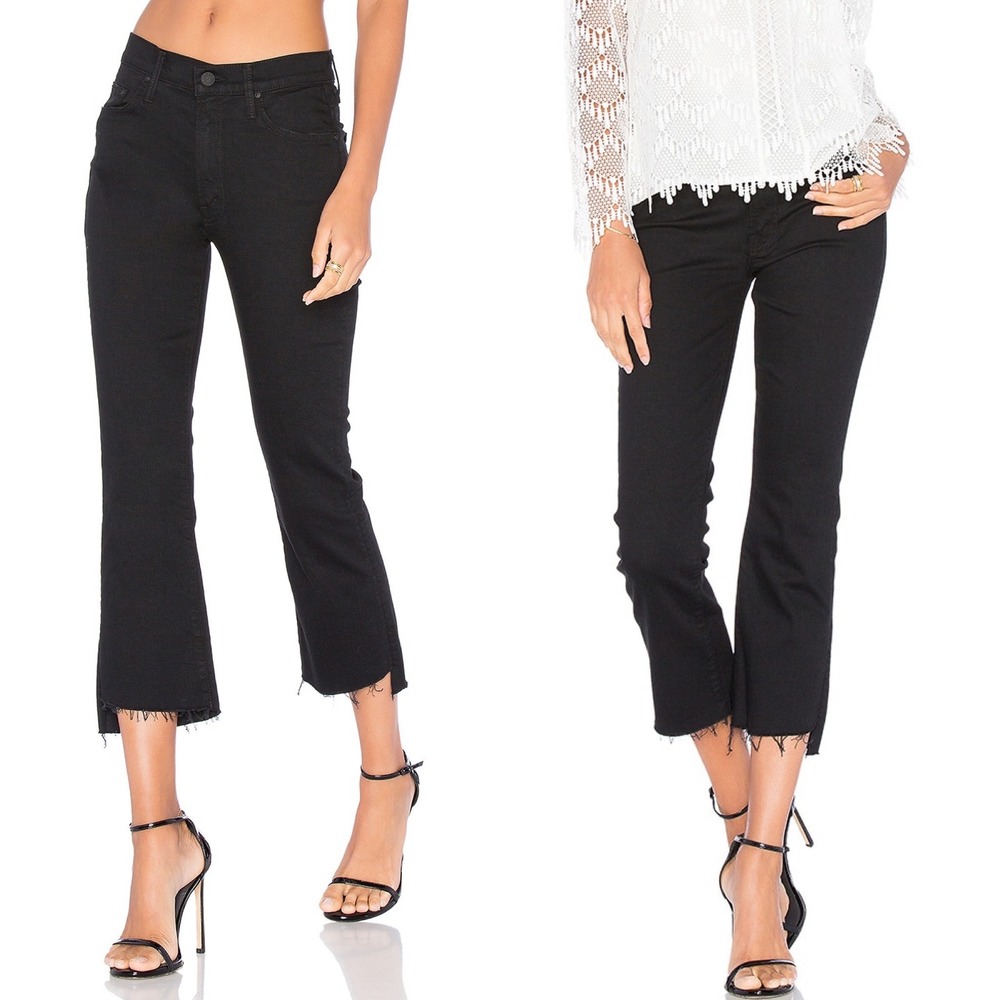 Mother Jeans Black Womens Size 25 Insider Crop Step Fray Denim Not Guilty Jean